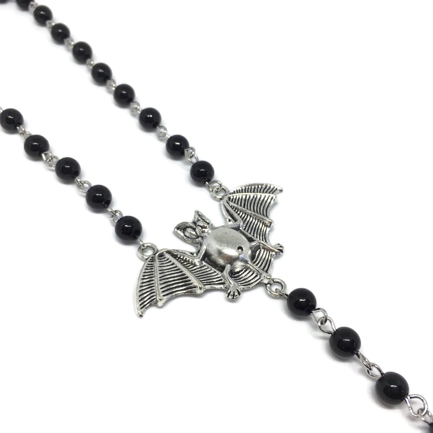 Bat x Pentagram Rosary Necklace