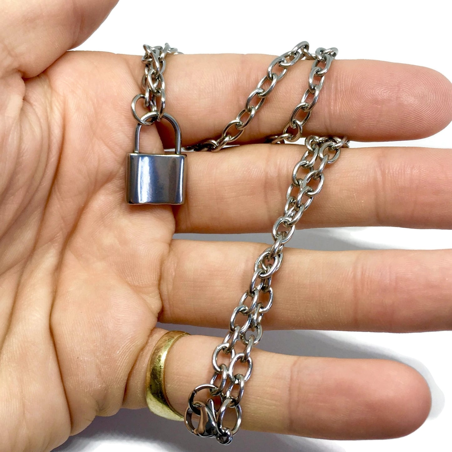 Chunky Padlock Link Necklace