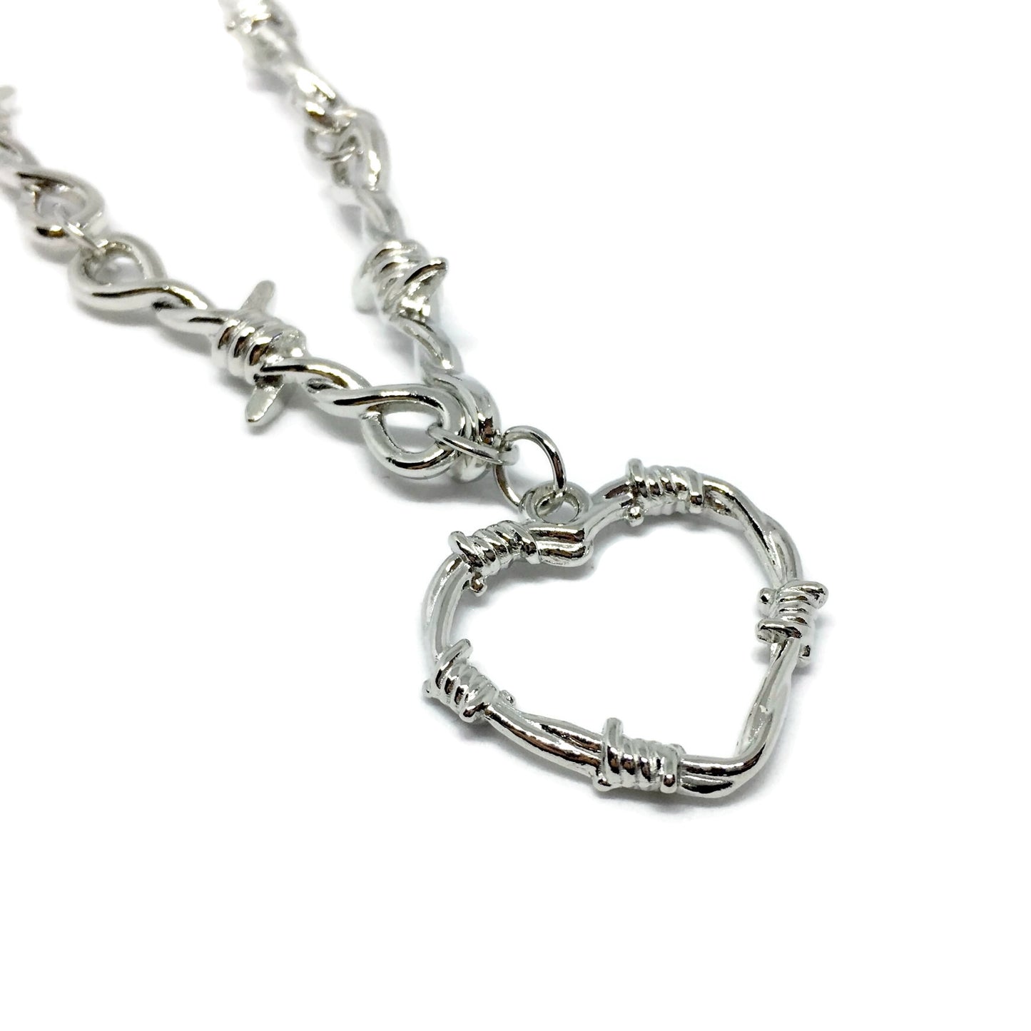 Barbed Wire Love Heart Necklace