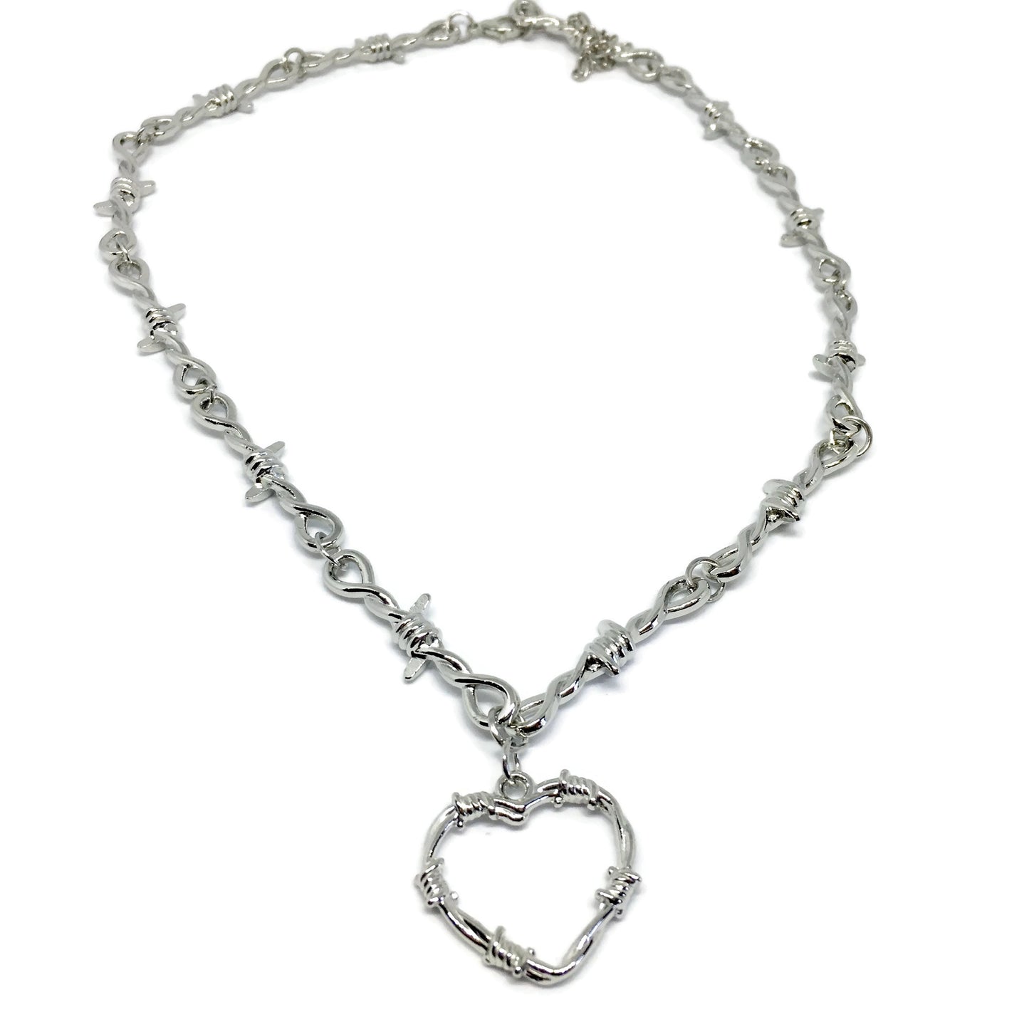 Barbed Wire Love Heart Necklace