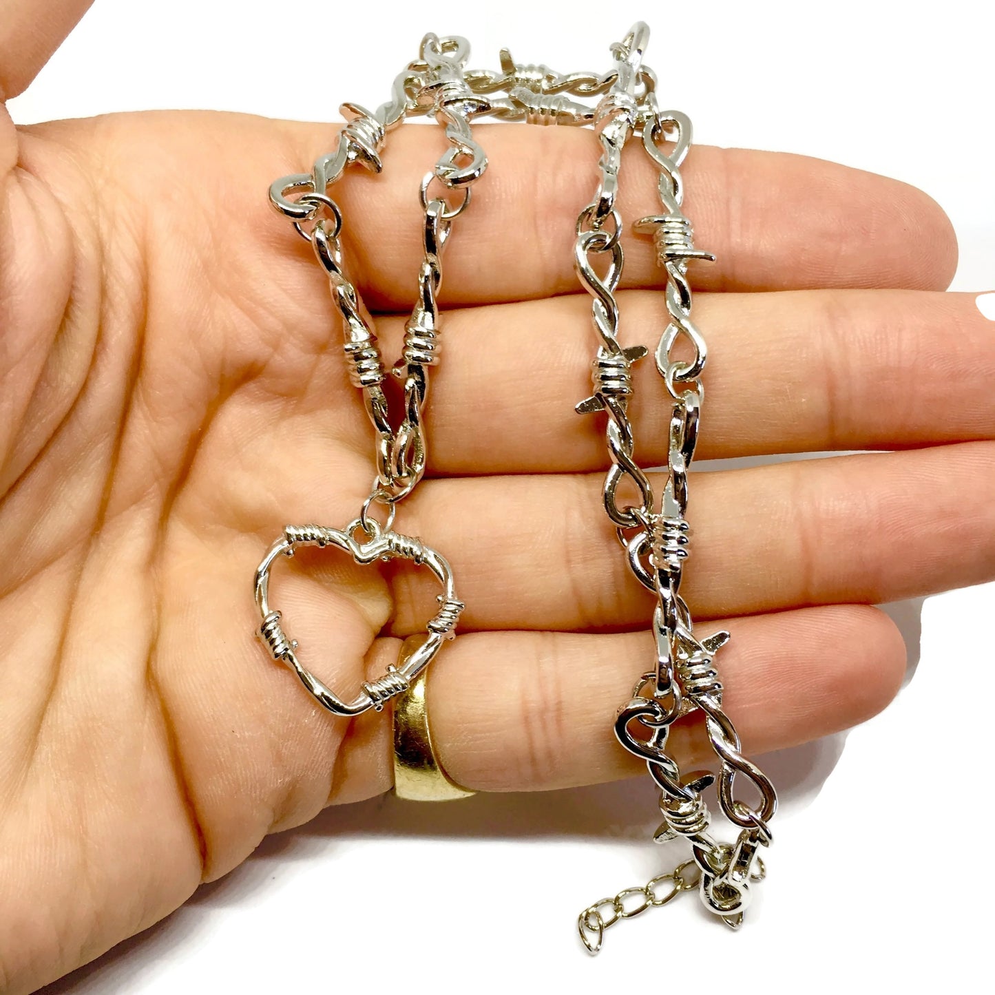 Barbed Wire Love Heart Necklace