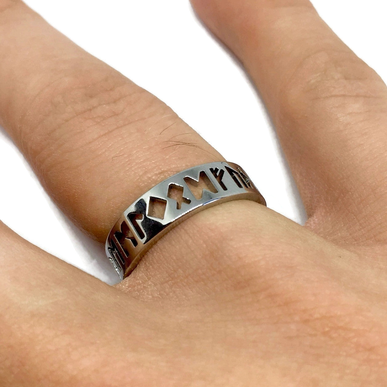 Nordic Runes Cutout Band Ring