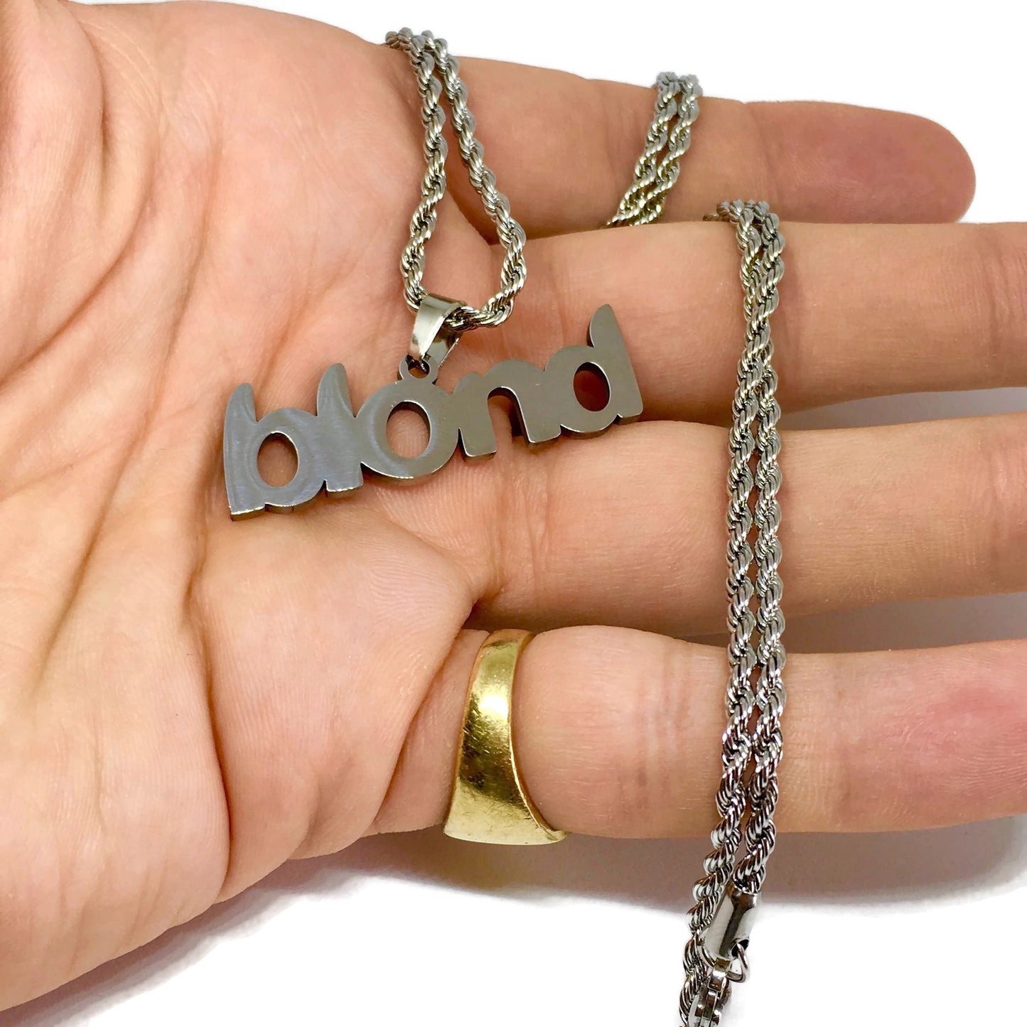 Blond Stainless Steel Bold Necklace