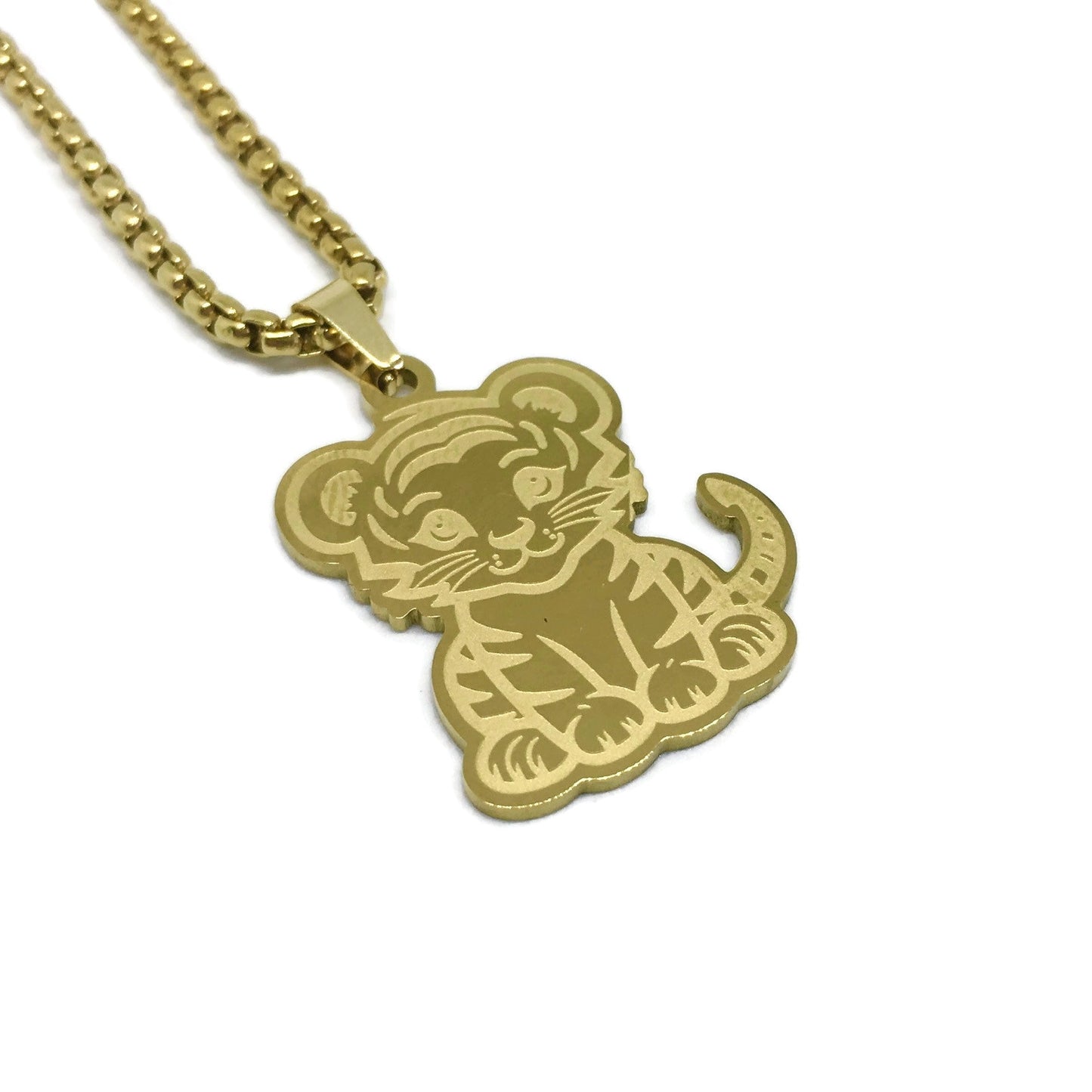 Baby Tiger Cub Steel Necklace