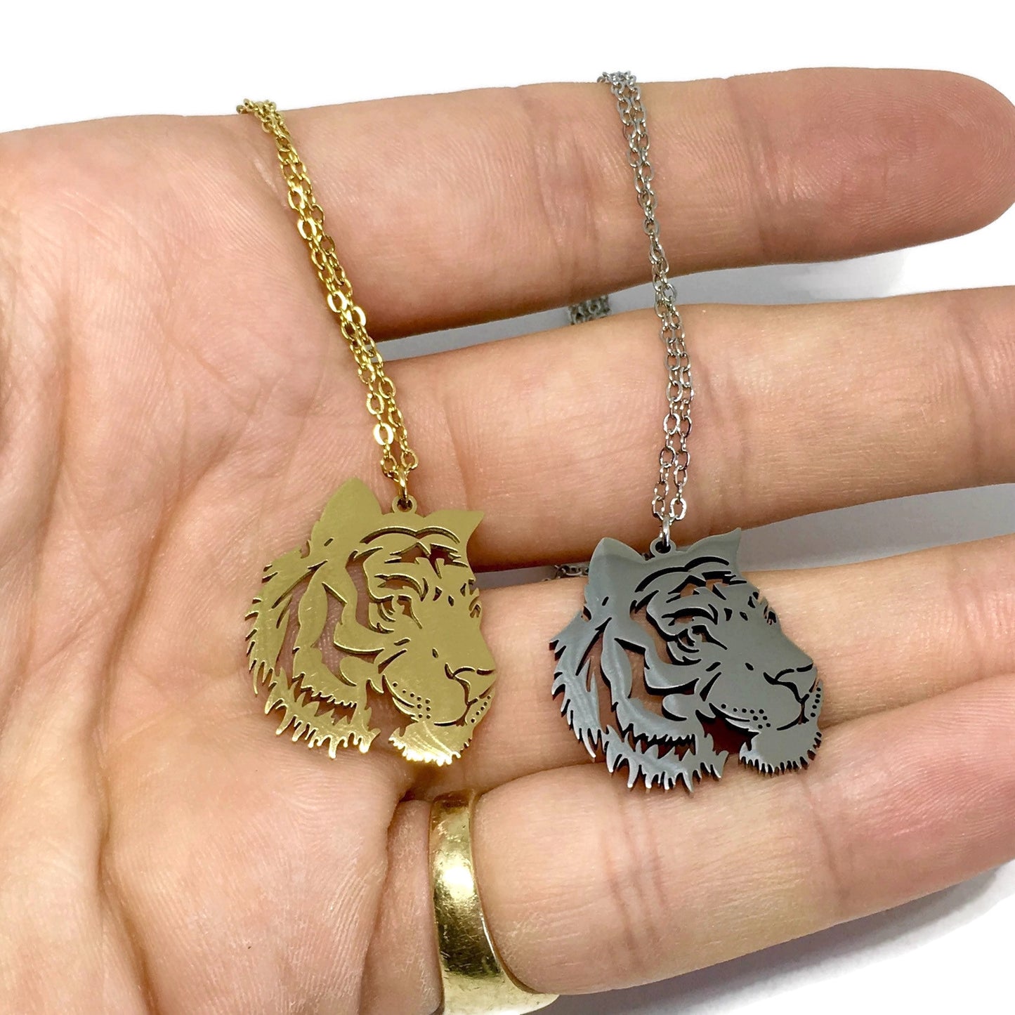 Tiger Outline Stainless Steel Necklace