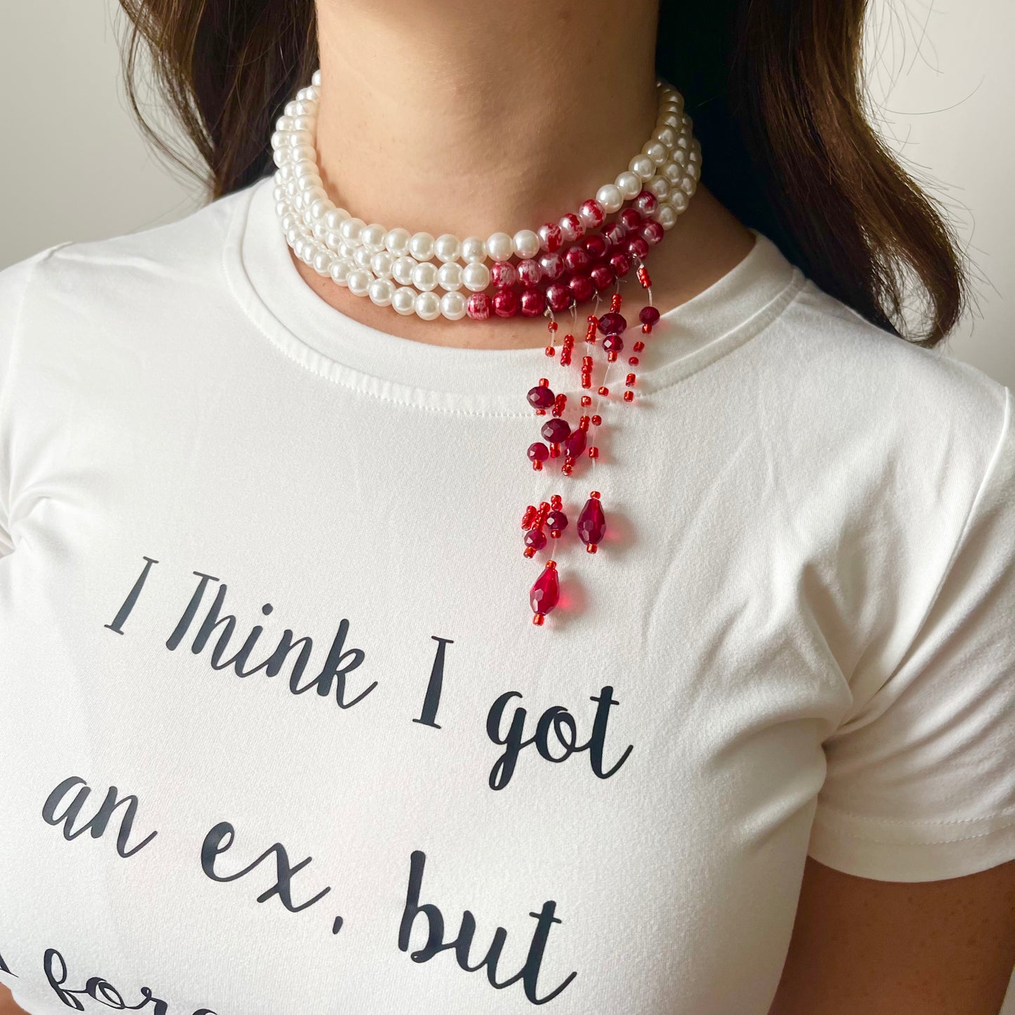 Bloody Pearl Style Necklace