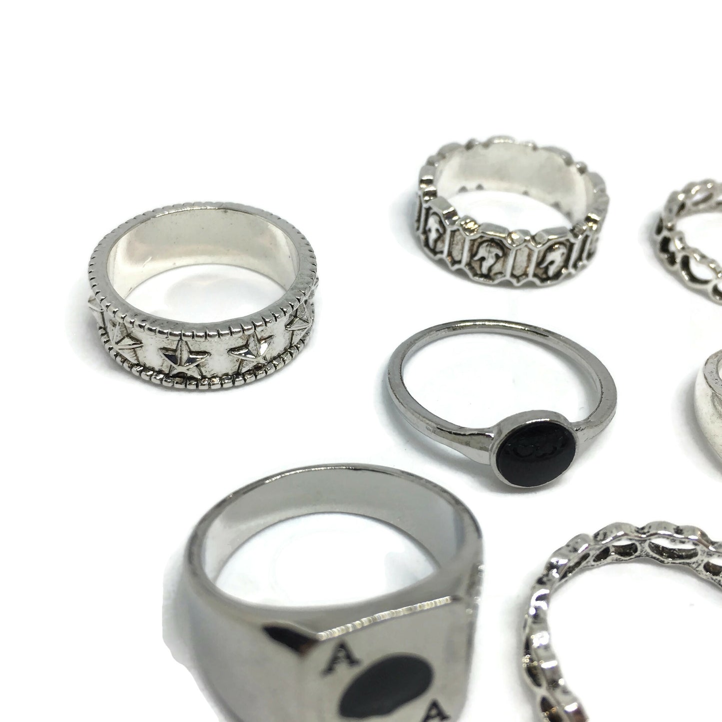 7 Piece Ace of Spades Ring Set