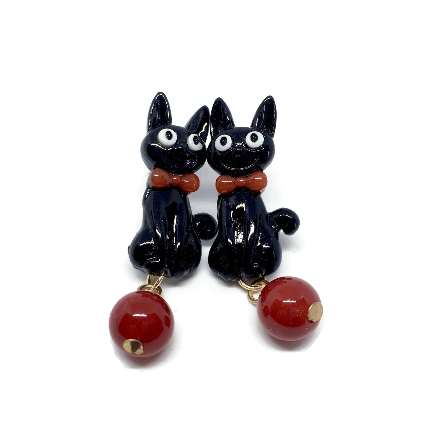Bow Tie Black Cat Earrings