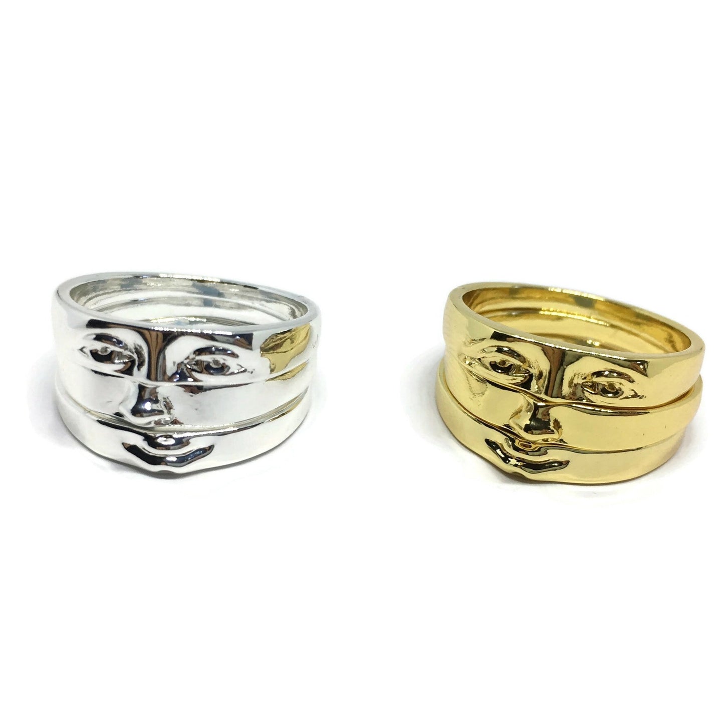 Art Deco Face Ring Set