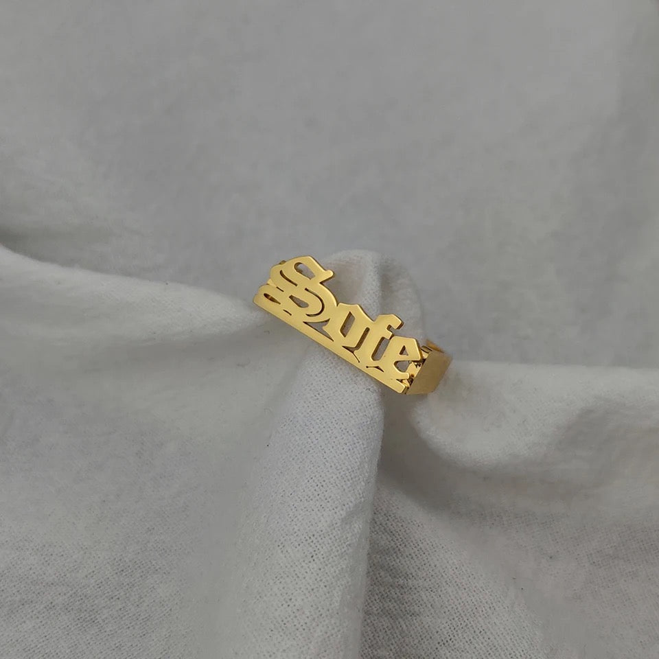 Custom Old English Name Ring