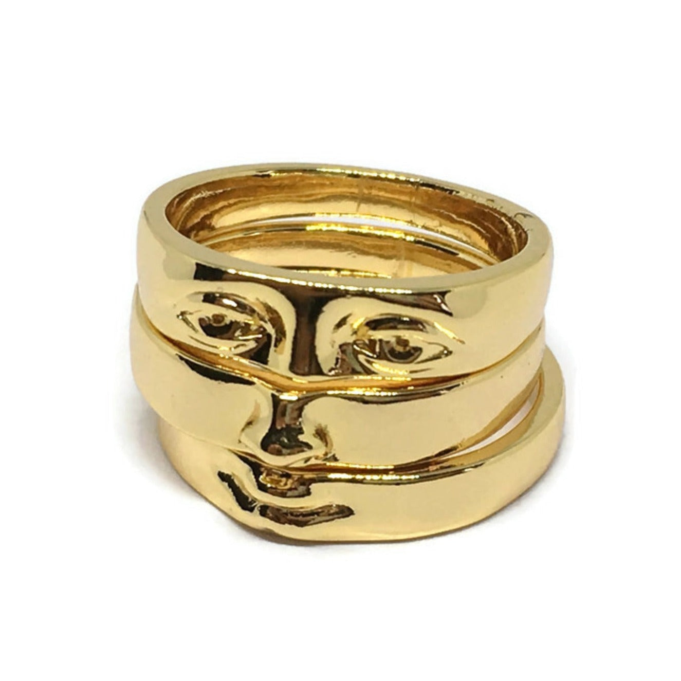 Art Deco Face Ring Set