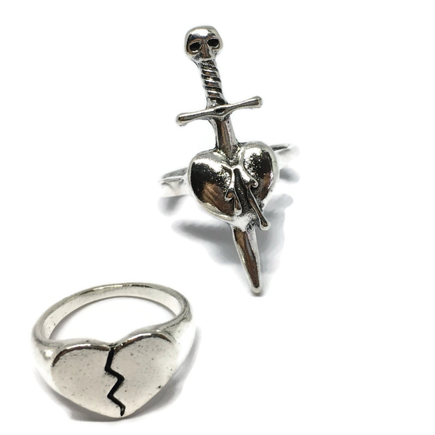 Broken Heart Steel Ring Set