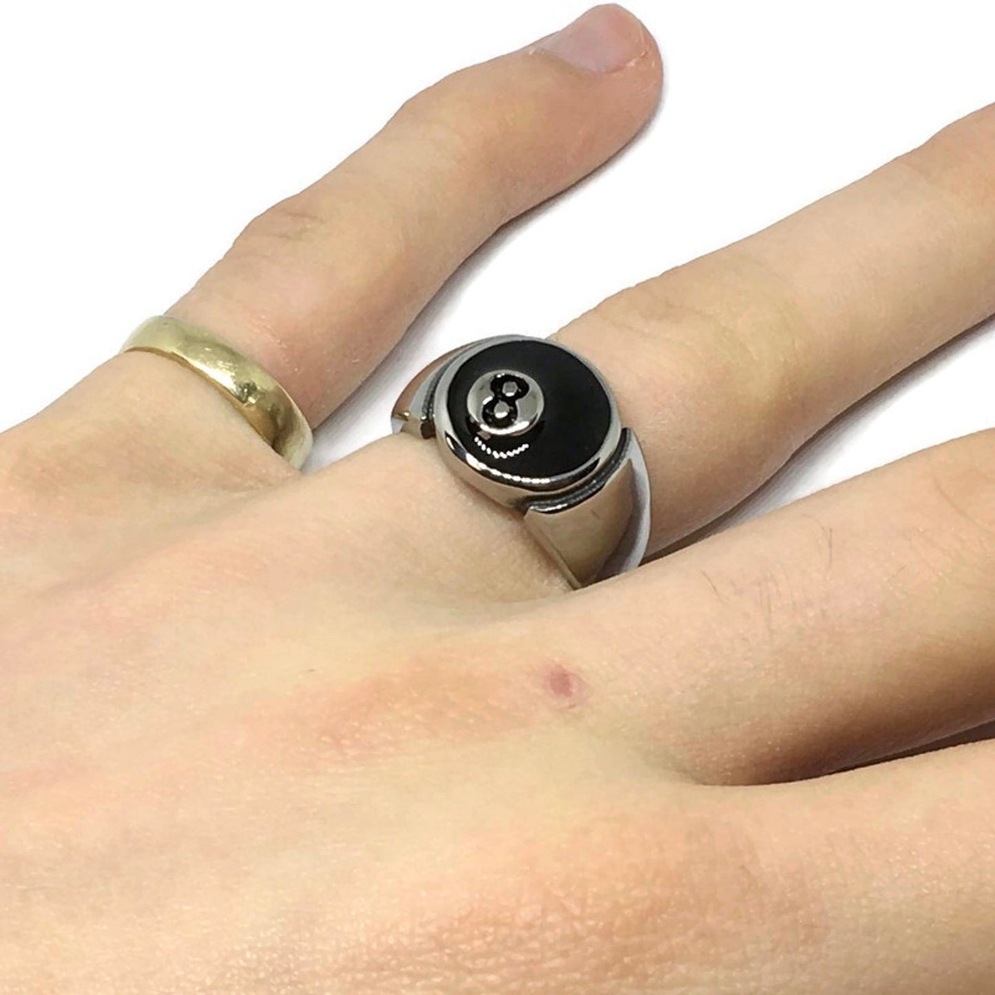 Lucky 8 Ball Steel Ring