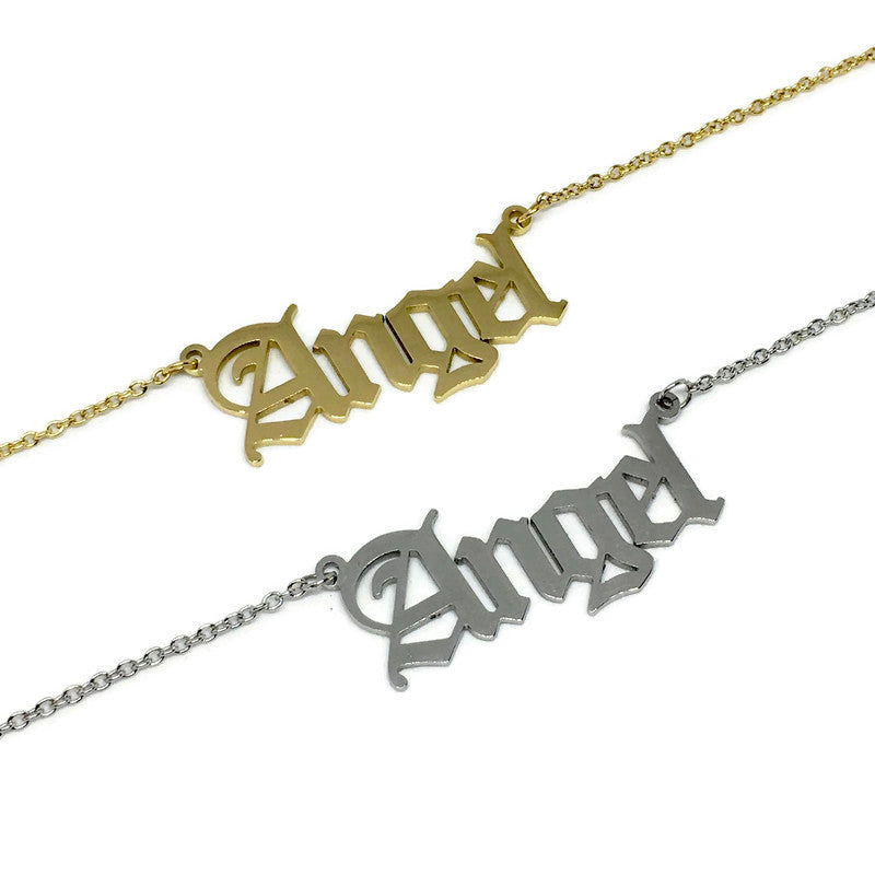 Old english font sales name necklace