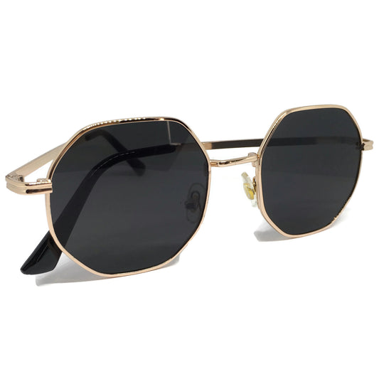 Hexagon Black & Gold Sunglasses