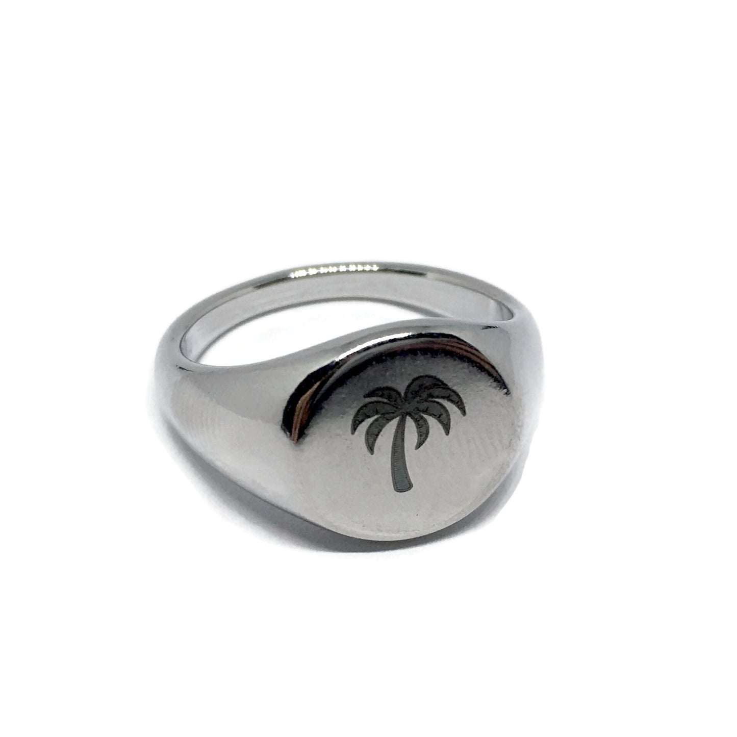 Palm Tree Steel Signet Ring