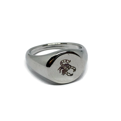 Scorpion Steel Signet Ring