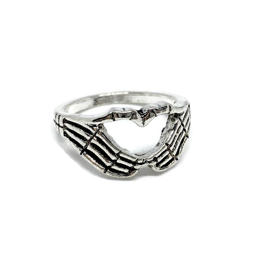 Skeleton Hand Love Heart Ring