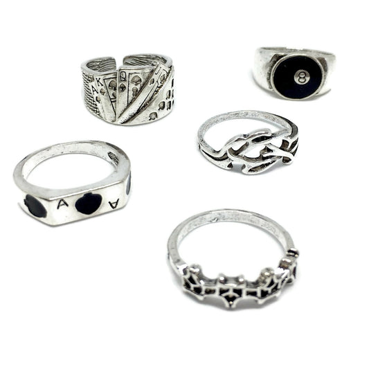 5 Piece Playing Cards Ring Set