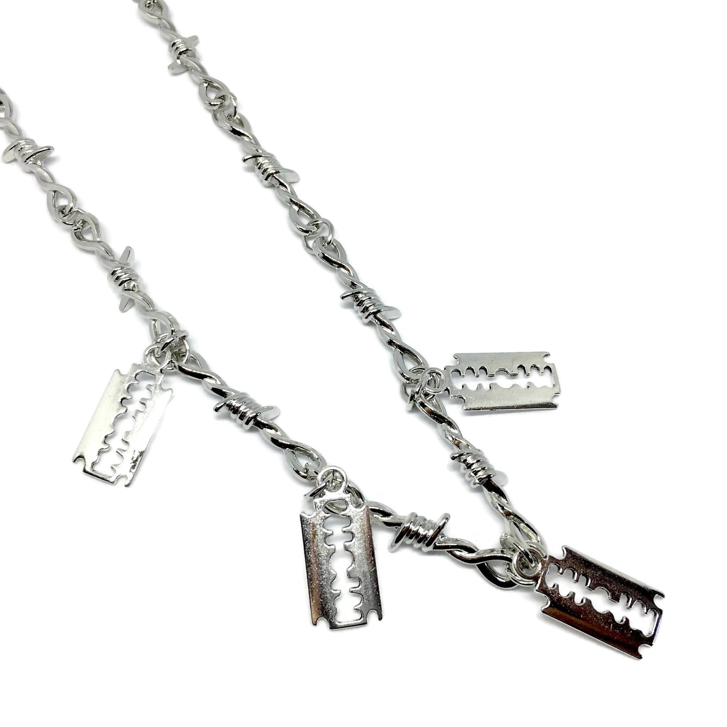 Barbed Wire Razor Blades Necklace