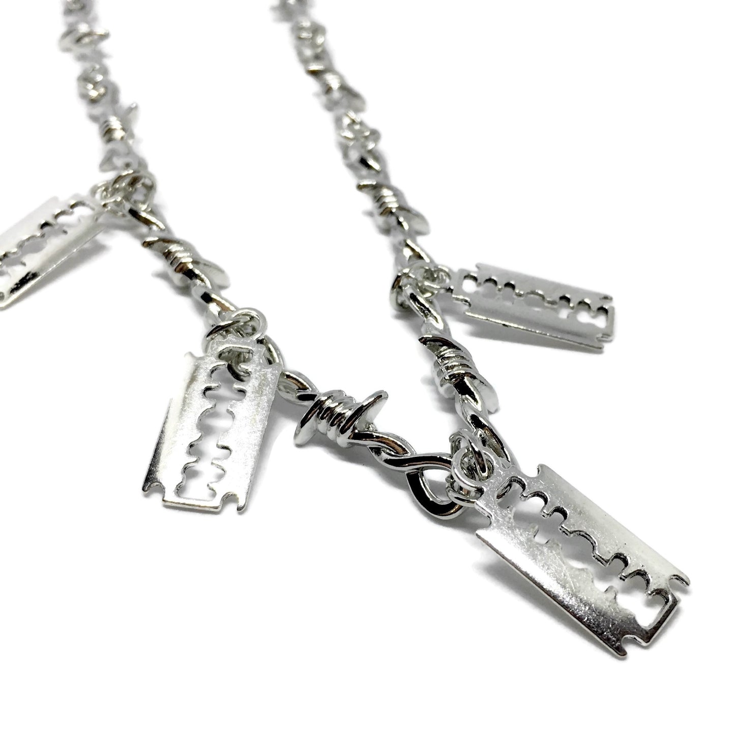 Barbed Wire Razor Blades Necklace