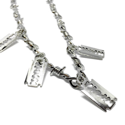 Barbed Wire Razor Blades Necklace