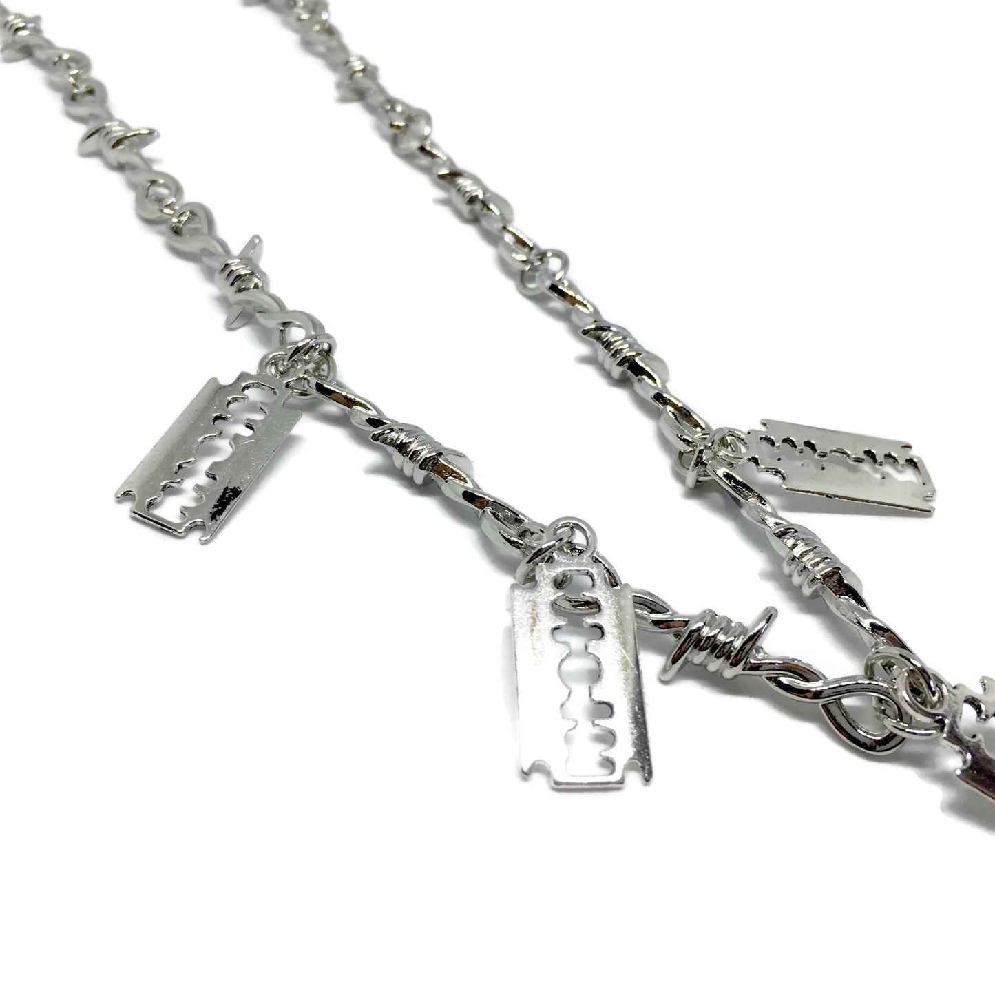Barbed Wire Razor Blades Necklace
