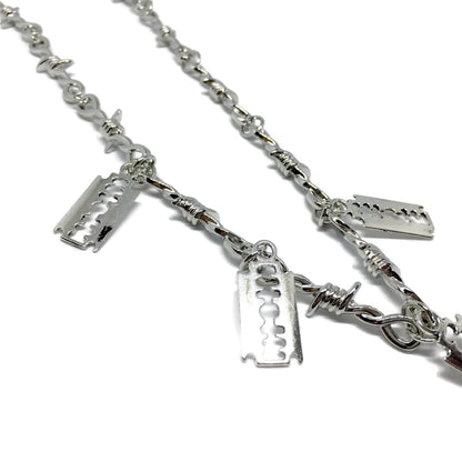 Barbed Wire Razor Blades Necklace