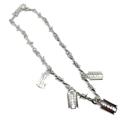 Barbed Wire Razor Blades Necklace