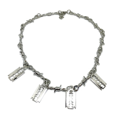 Barbed Wire Razor Blades Necklace