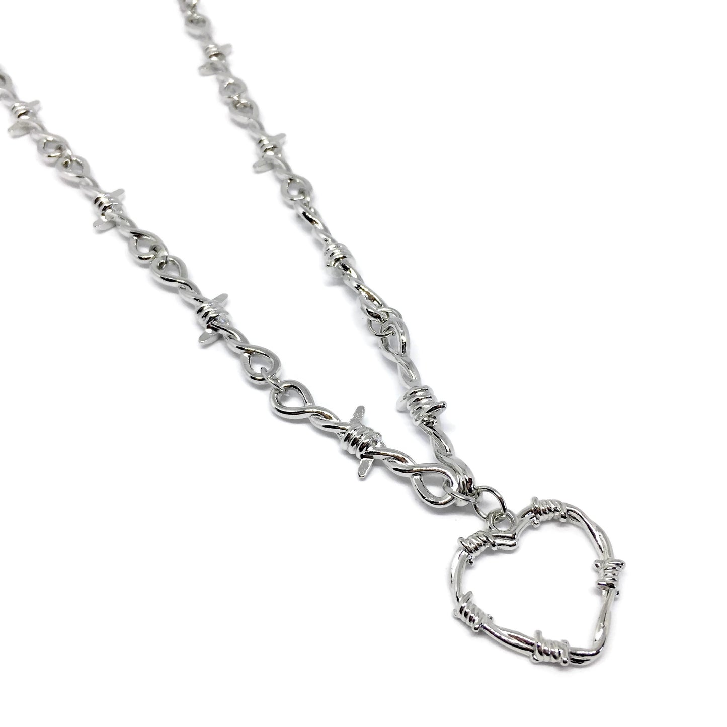 Barbed Wire Love Heart Necklace
