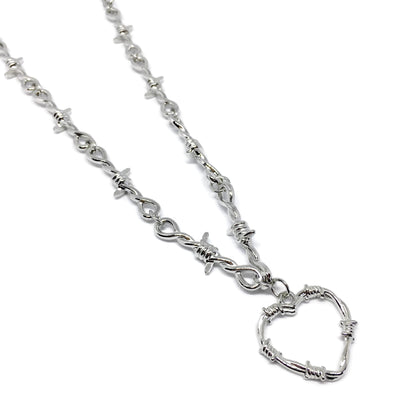 Barbed Wire Love Heart Necklace