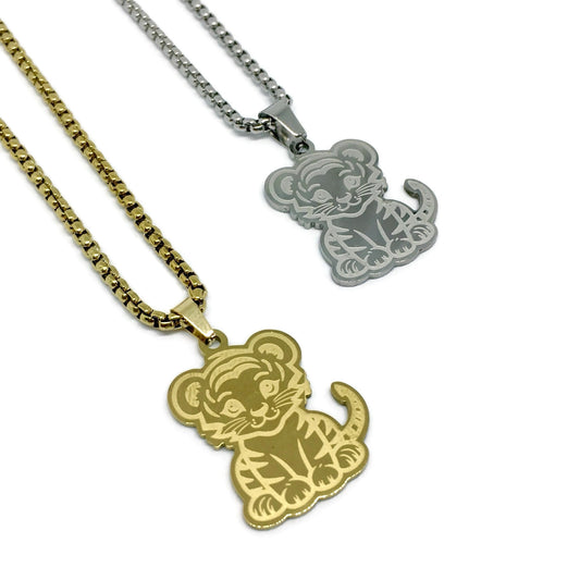 Baby Tiger Cub Steel Necklace