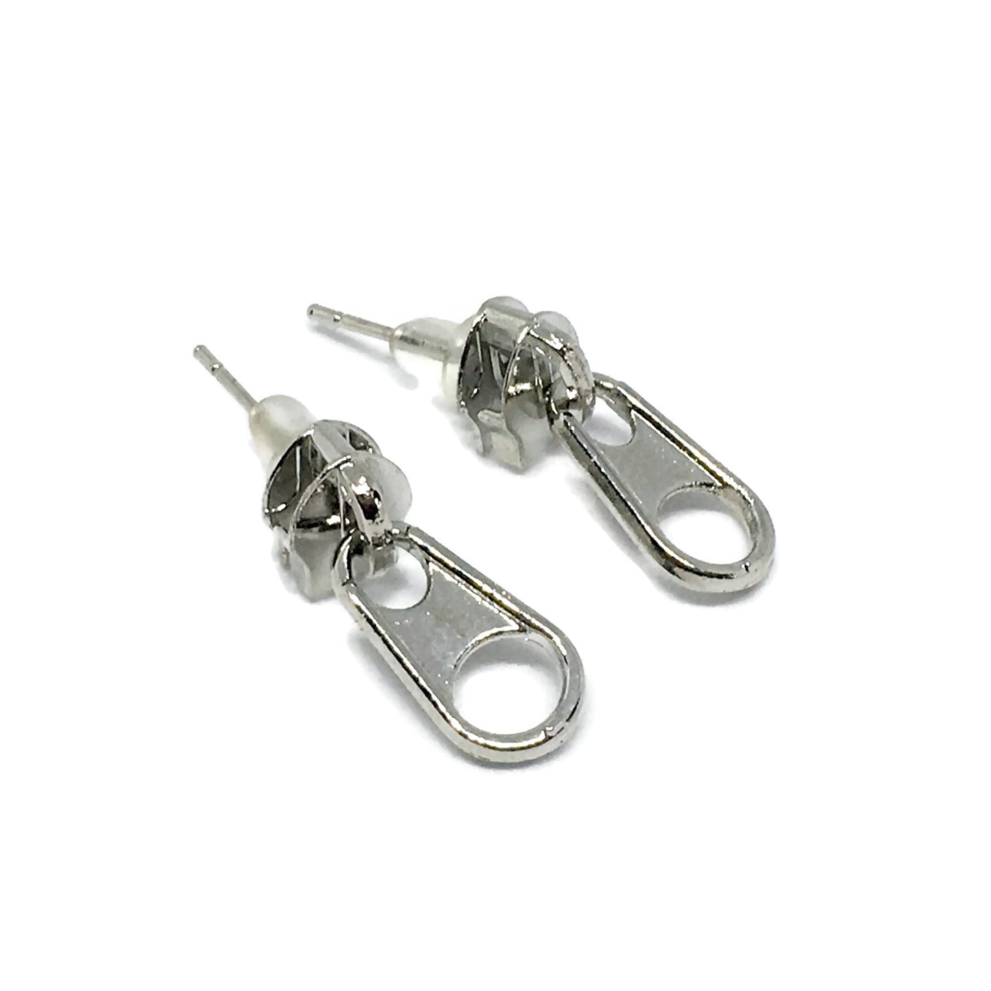 Zipper Silver Stud Earrings