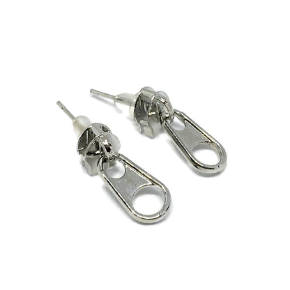 Zipper Silver Stud Earrings