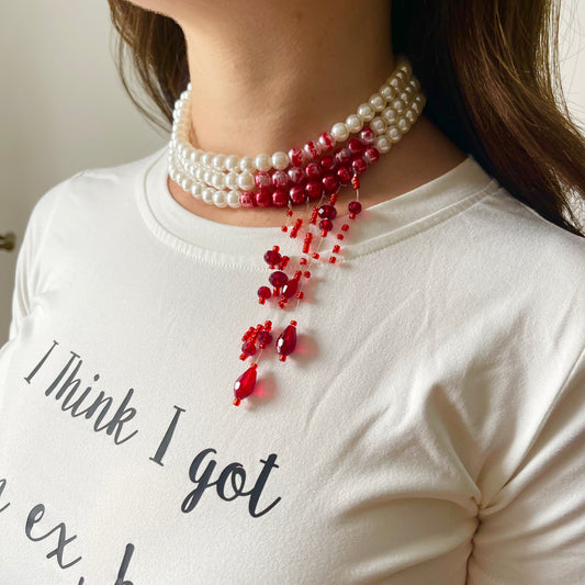 Bloody Pearl Style Necklace