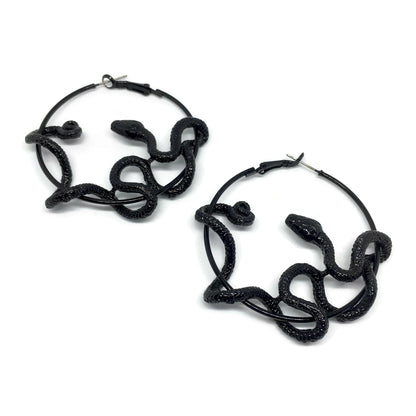 Black Mamba Snake Hoop Earrings