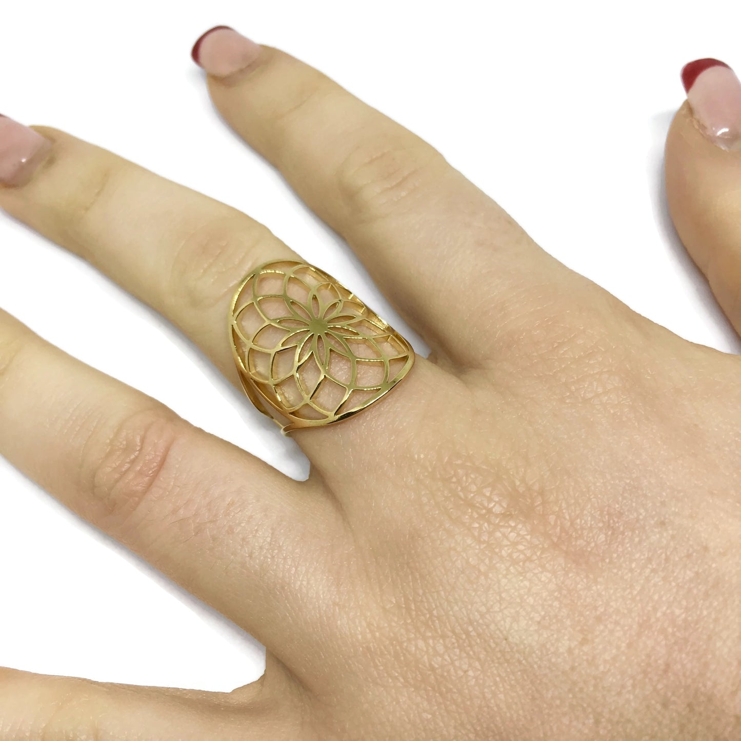 Flower Pattern Adjustable Ring