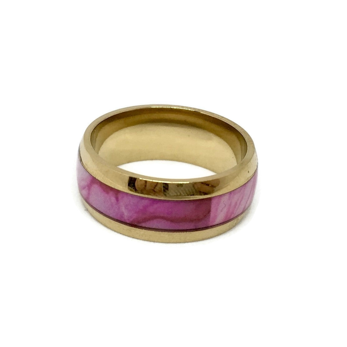 Gold & Pink Marble Band Ring