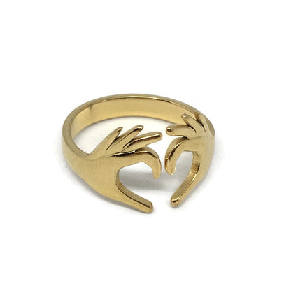 Love Heart Hands Adjustable Ring