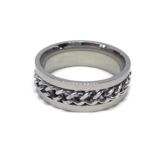 Spinning Curb Chain Band Ring