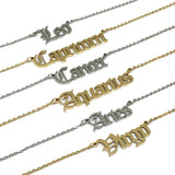 Old English Zodiac Sign Necklace