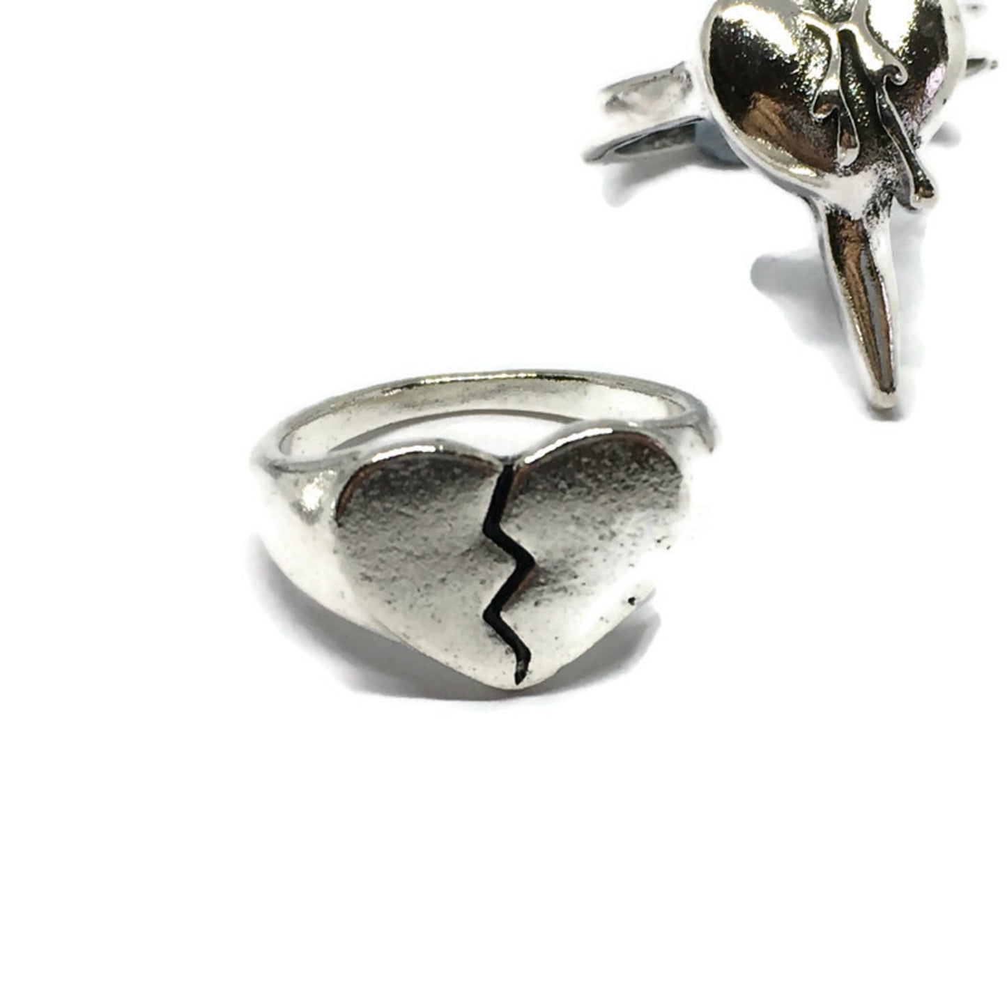 Broken Heart Steel Ring Set