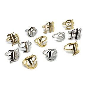 Old English Adjustable Initial Ring