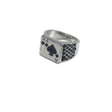 Ace of Spades Playing Cards Silver Ring
