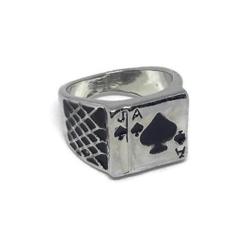 Ace of Spades Playing Cards Silver Ring