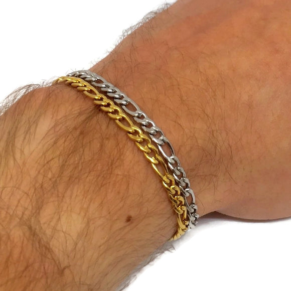 Figaro Chain Steel Link Bracelet