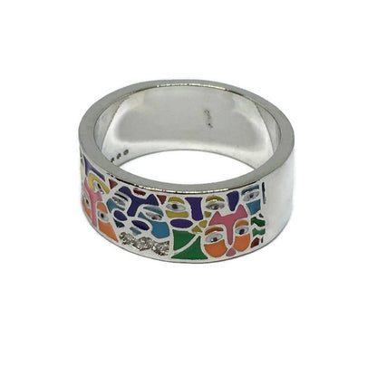 Art Deco Faces Band Ring