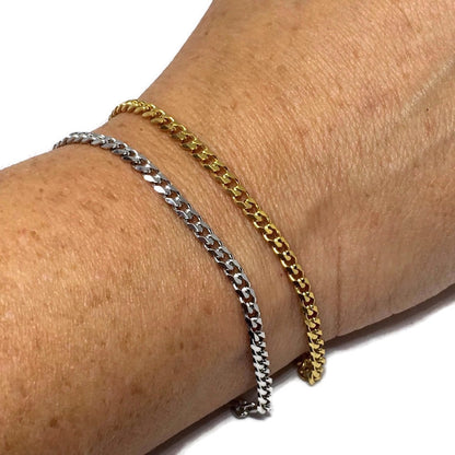 Thin Curb Chain Link Bracelet