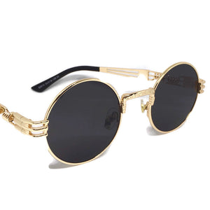 Circle Lens Black & Gold Sunglasses